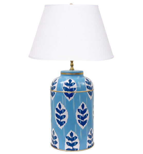 Dana Gibson Louvre Ikat Tea Caddy Lamp in Blue