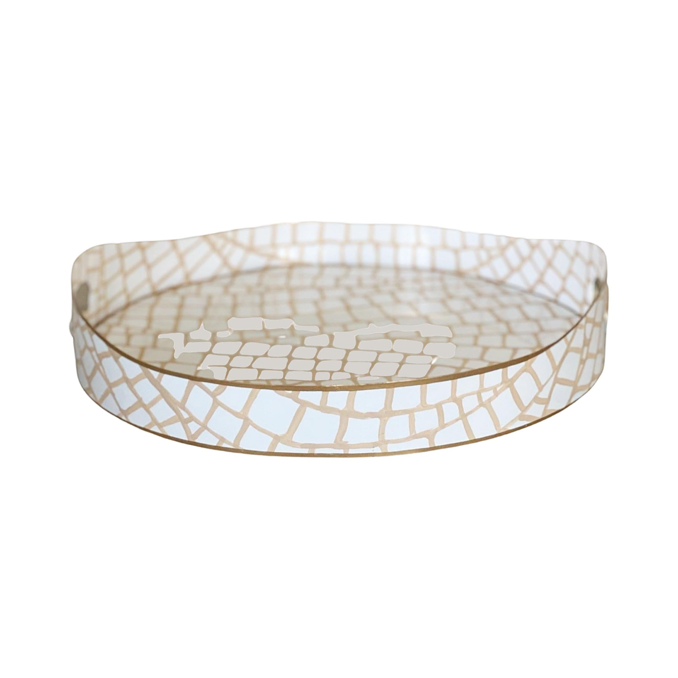 Round White Croc Tray