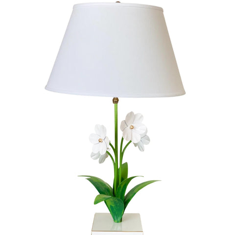 Dana Gibson Tole Fleur Lamp in White