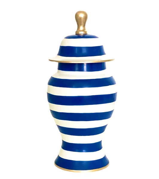 Cammy Stripe Ginger Jar in Navy, Coral, or Green