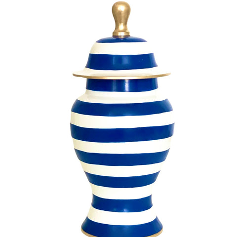 Cammy Stripe Ginger Jar in Navy, Coral, or Green