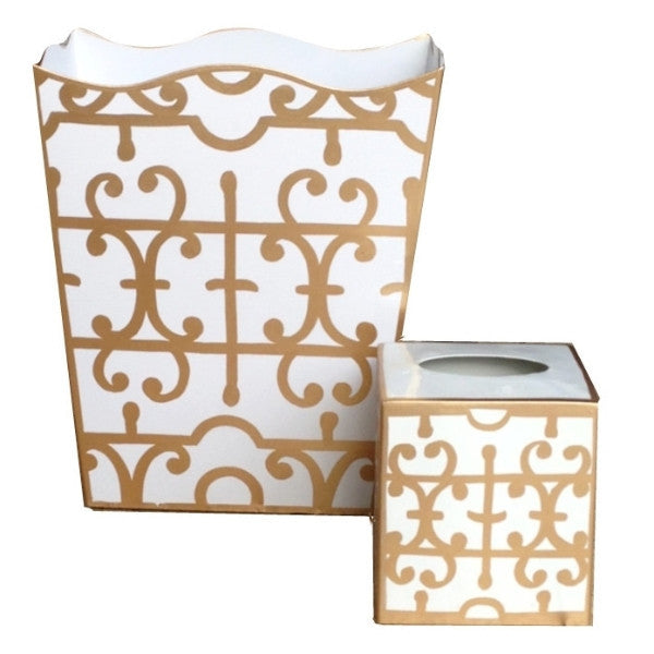 Gold Klimt Wastebasket, Tissue Box