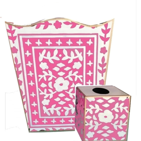 Mosaic in Pink Wastebasket and Tissue Box