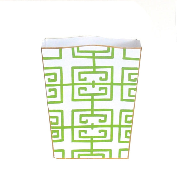 Green Fret Wastebasket, Tissue Box