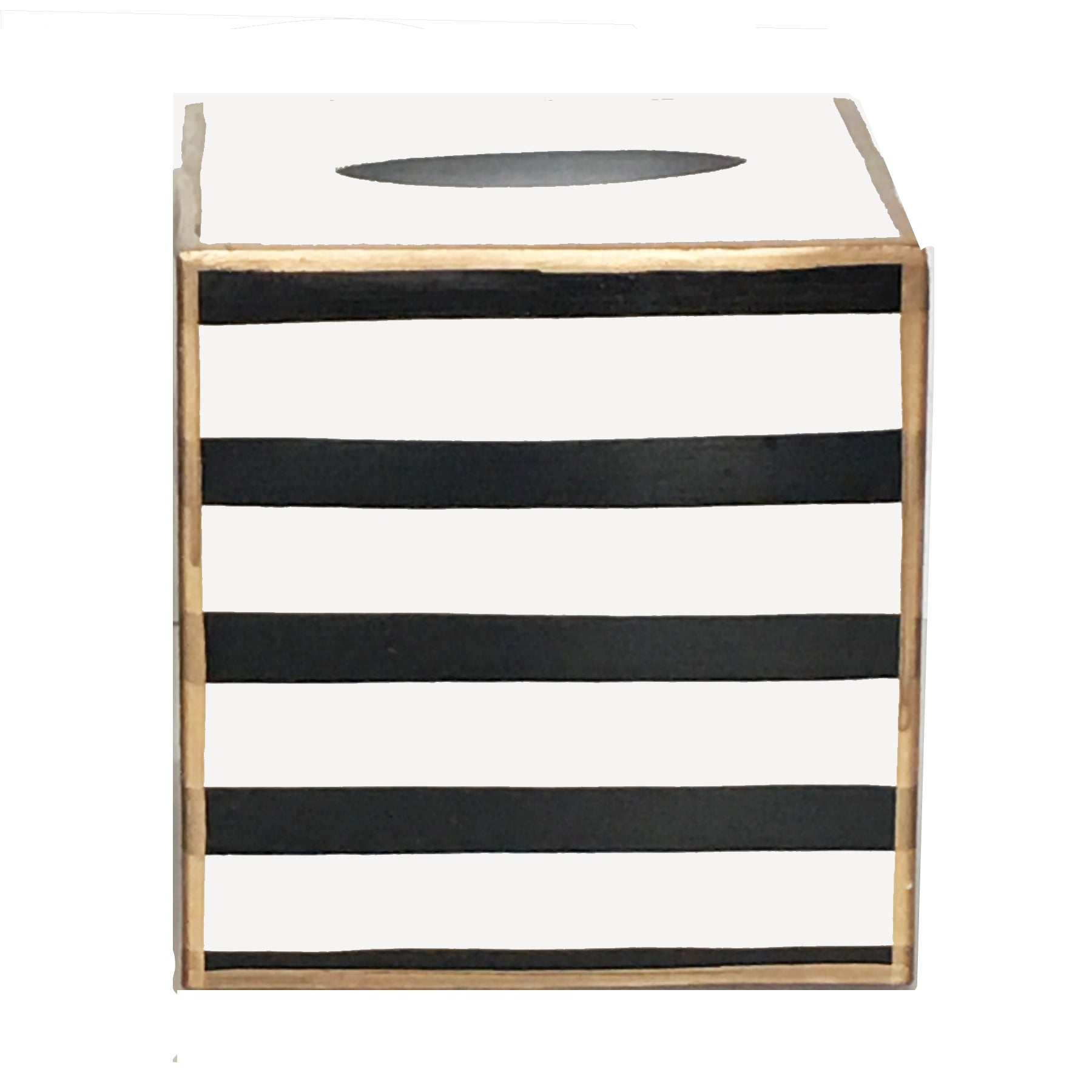 Black Stripe Wastebasket, Tissue Box