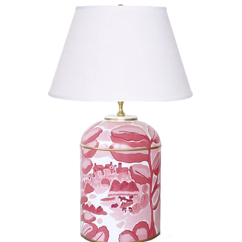 Bristow in Pink Tea Caddy Lamp by Dana Gibson