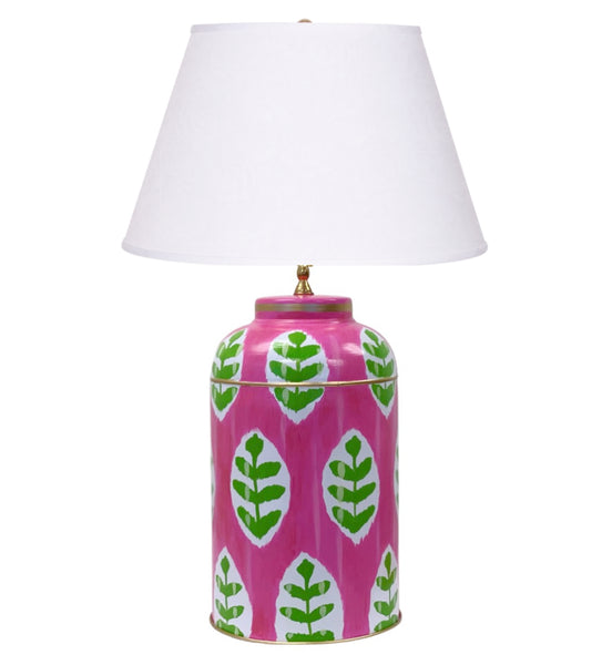 Dana Gibson Louvre Ikat Tea Caddy Lamp in Pink