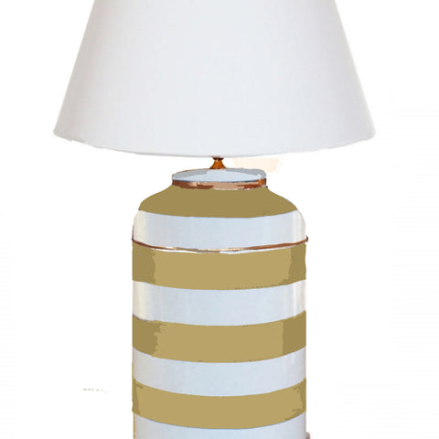 Taupe Stripe Tea Caddy Lamp
