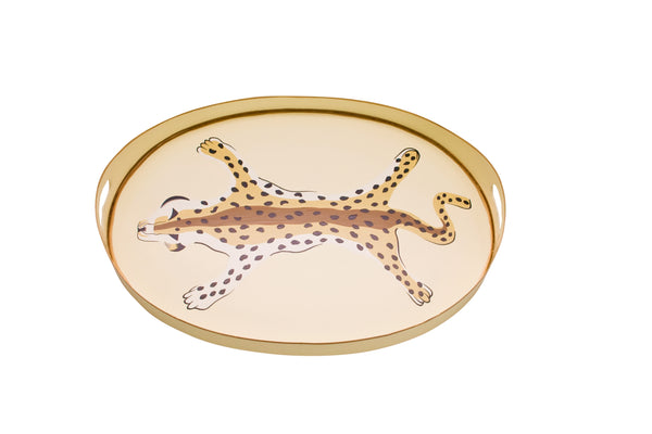 Oval Leopard Tray in Cream Leopard