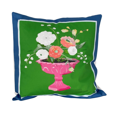 Dana Gibson Cora Pillow in Green with Navy Band