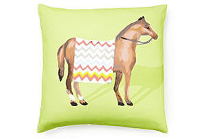 Show Horse Pillow in Green