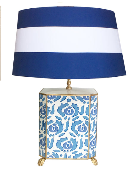 Jumbo Beaufont Lamp in Blue with Hand Painted Shade