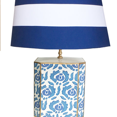 Jumbo Beaufont Lamp in Blue with Hand Painted Shade