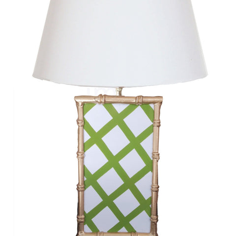 Bamboo Lamp in Green Lattice
