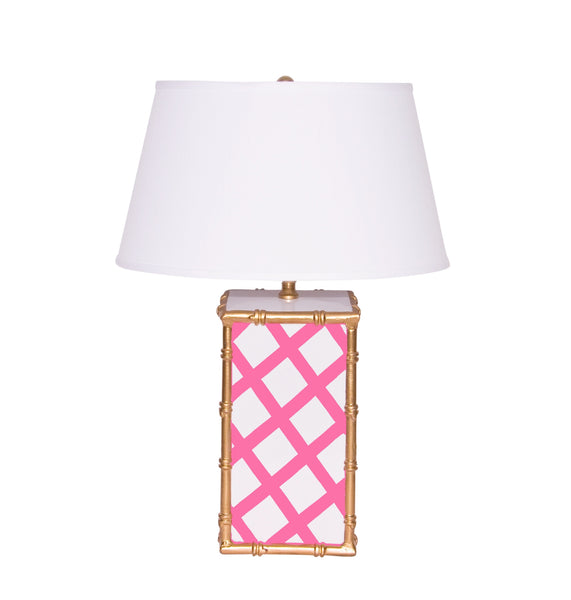 Bamboo Lamp in Pink Lattice