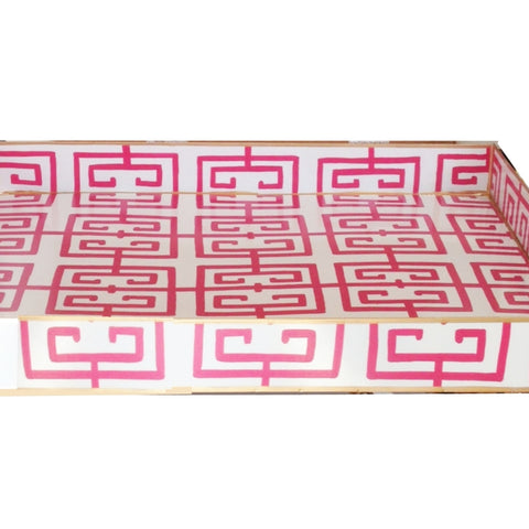 Rectangle Serving Tray in Pink Fret