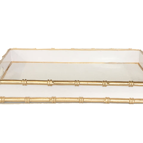Bamboo in White Serving Tray