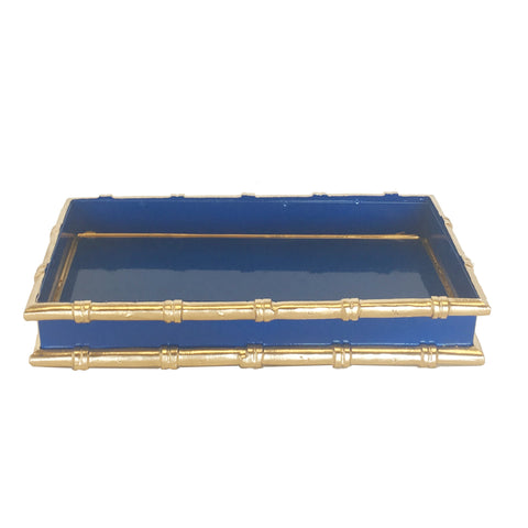 Bamboo in Navy Letter Tray