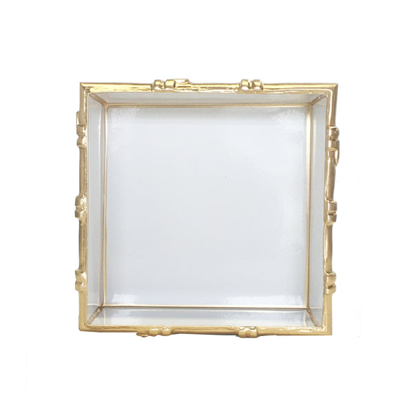 Bamboo in White Square Tray