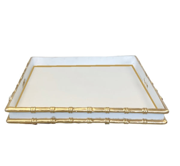 Bamboo in White Cocktail Tray