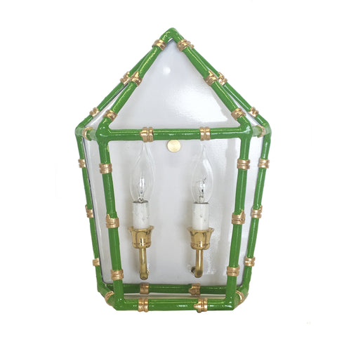 Bamboo in Green Sconce