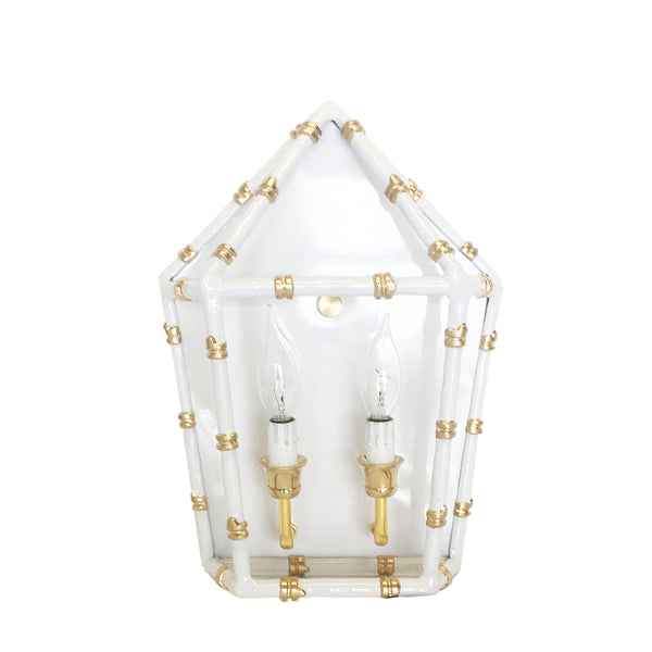 Bamboo in White Sconce