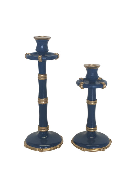 Bamboo in Navy Candlestick