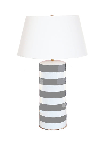 Grey Stripe Stacked Lamp