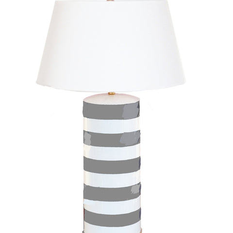 Grey Stripe Stacked Lamp