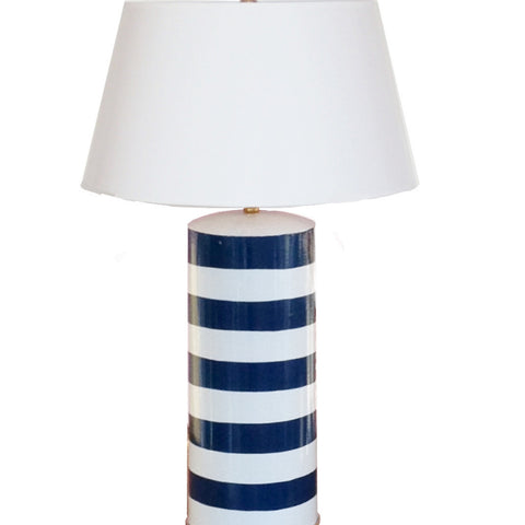 Navy Stripe Stacked Lamp