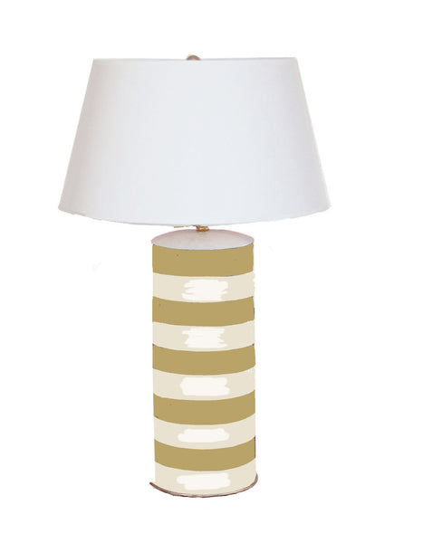 Taupe Stripe Stacked Lamp