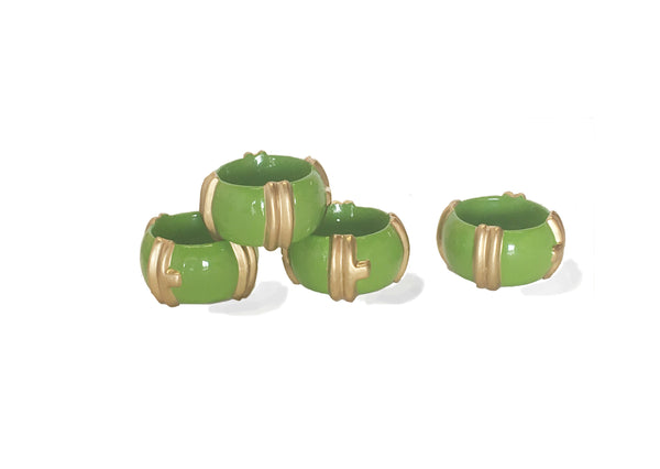 Bamboo in Green Napkin Rings, Set of Four