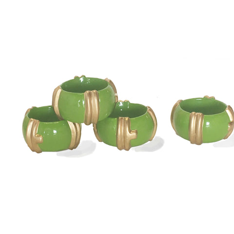 Bamboo in Green Napkin Rings, Set of Four