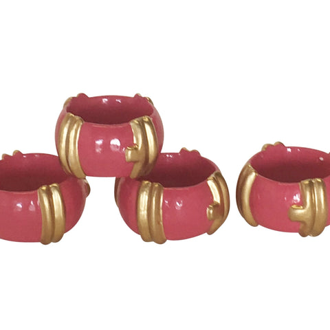 Bamboo in Pink  Napkin Rings, Set of Four